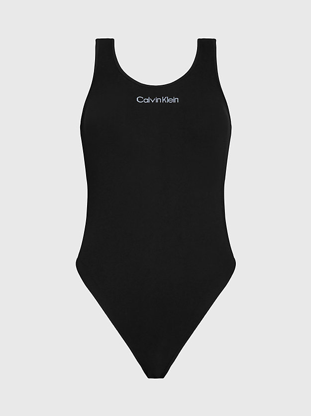pvh black badeanzug mit tiefem rückenausschnitt - ck meta essentials für damen - calvin klein