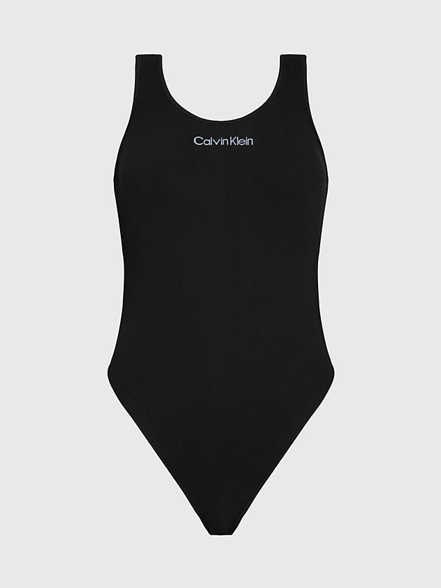 black badeanzug mit tiefem rückenausschnitt - ck meta essentials für damen - calvin klein