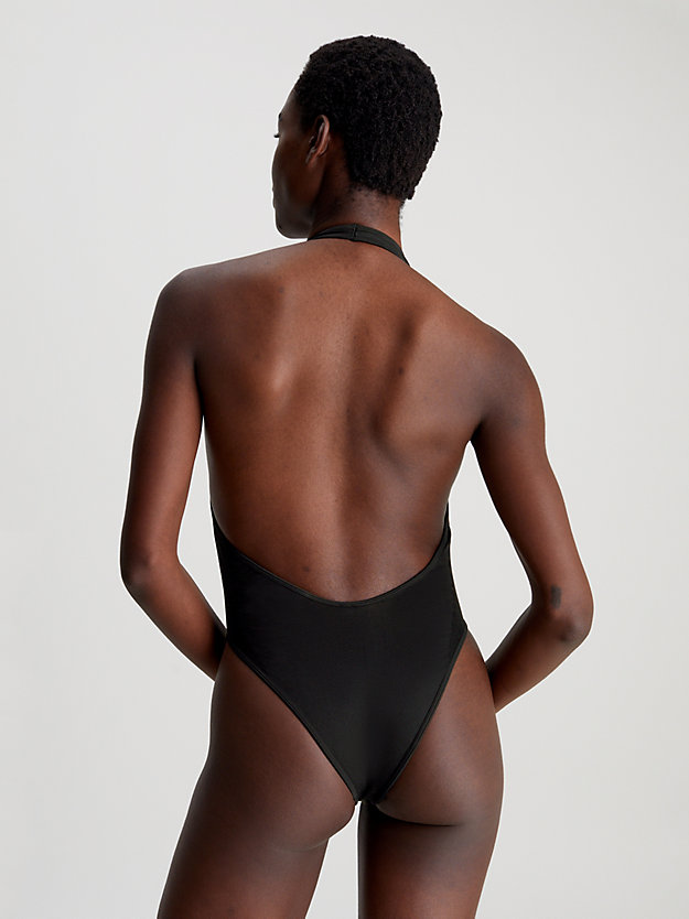 pvh black badeanzug mit neckholger - ck meta essentials für damen - calvin klein