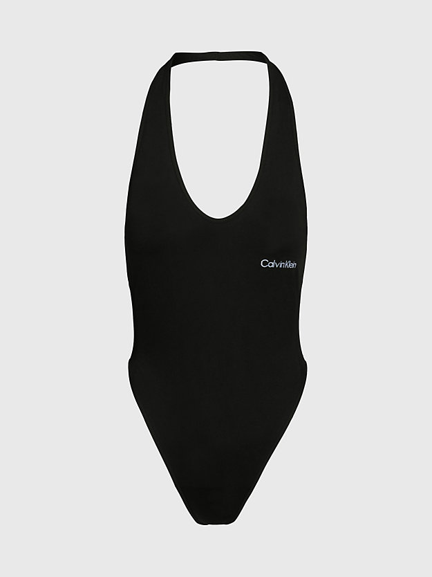 pvh black halter neck swimsuit - ck meta essentials for women calvin klein