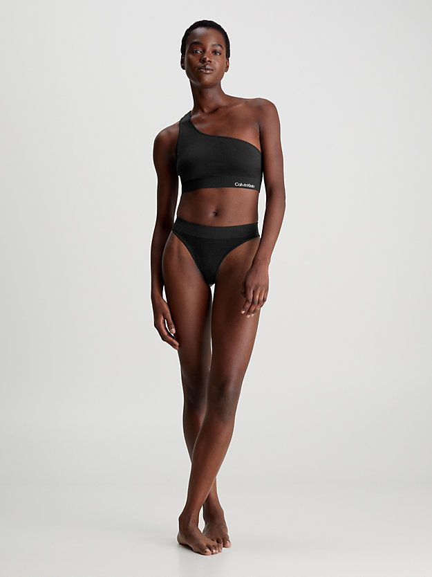 pvh black one shoulder bikini top - ck meta essentials for women calvin klein