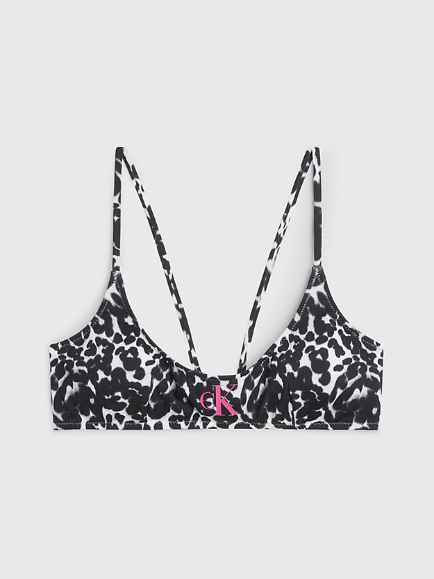 ck leopard black aop bralette bikini top - ck leopard for women calvin klein