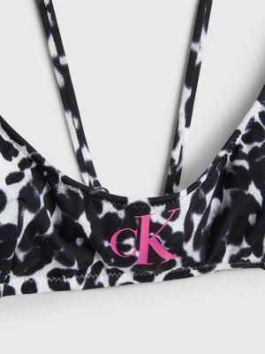 Calvin Klein CK One - Brassière triangulaire en coton motif léopard - Vert