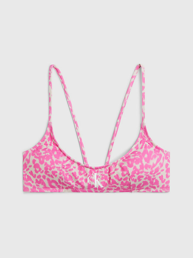 ck leopard pink aop bralette bikinitop - ck leopard voor dames - calvin klein