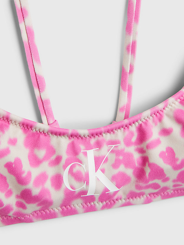 ck leopard pink aop bralette bikini top - ck leopard for women calvin klein
