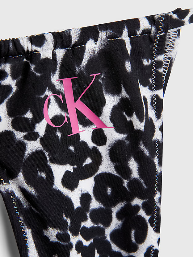 ck leopard black aop tie side bikini bottoms - ck leopard for women calvin klein