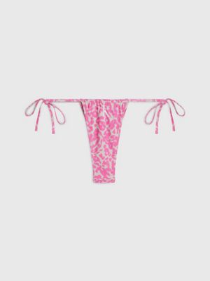 ck leopard pink aop tie side bikini bottoms - ck leopard for women calvin klein
