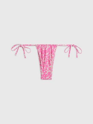 ck leopard pink aop tie side bikini bottoms - ck leopard for women calvin klein