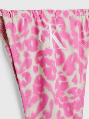 ck leopard pink aop tie side bikini bottoms - ck leopard for women calvin klein
