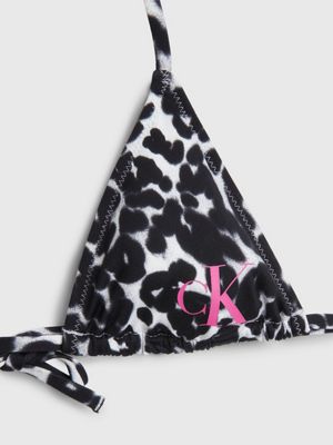 ck leopard black aop micro triangel bikinitop - ck leopard voor dames - calvin klein