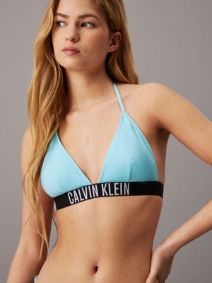 blue punch triangle bikini top - intense power for women calvin klein