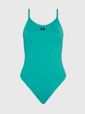 Low Back Swimsuit - CK Monogram Rib Calvin Klein®