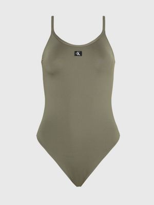 green badeanzug - ck monogram für damen - calvin klein