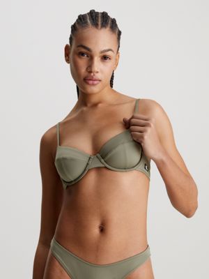 dusty olive balconette bikini top - ck monogram for women calvin klein