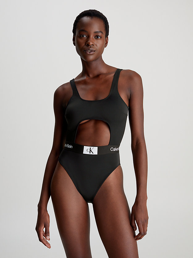 pvh black cut out swimsuit - ck96 for women calvin klein