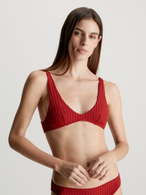 dark magma triangle bikini top - archive rib for women calvin klein