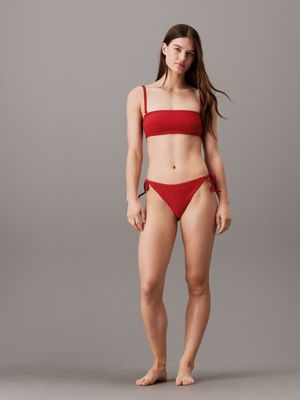 dark magma tie side bikini bottoms - archive rib for women calvin klein