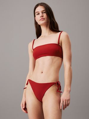 red tie side bikini bottoms - archive rib for women calvin klein