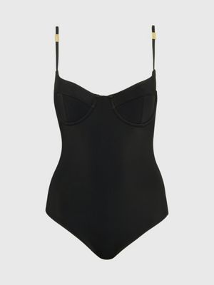 pvh black balconette swimsuit - core solids for women calvin klein