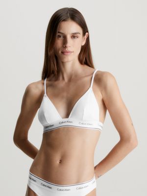 pvh classic white triangle bikini top - ck meta legacy for women calvin klein