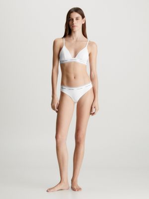 pvh classic white triangle bikini top - ck meta legacy for women calvin klein