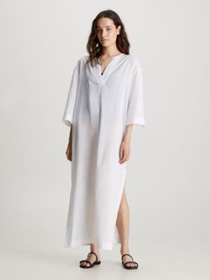 Calvin Klein Womens Hooded Cover-Up Dress Swim Cover-Up White L/XL