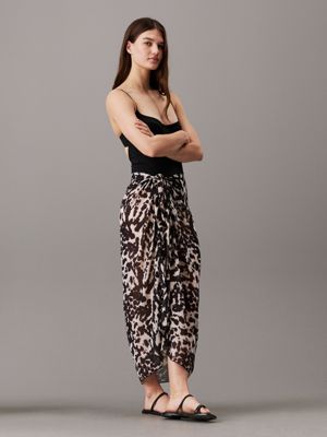 blurred animal aop printed cotton modal pareo for women calvin klein