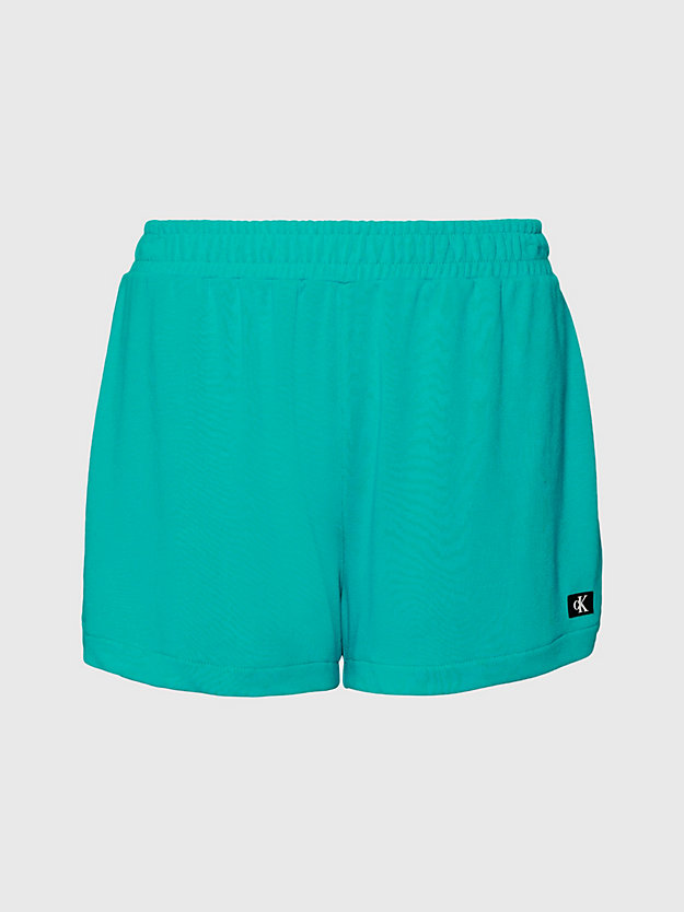 blue ocean relaxed terry beach shorts - ck monogram for women calvin klein