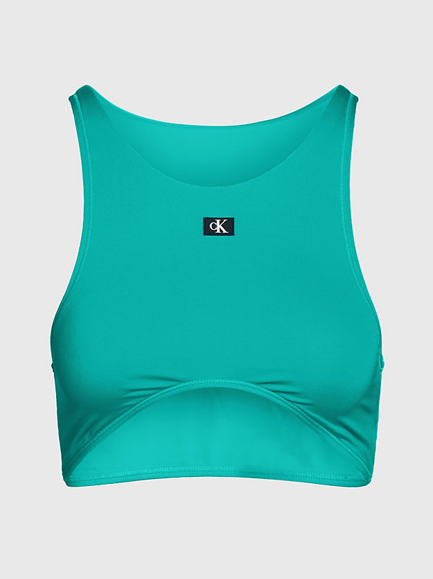 blue ocean cropped tank bikini top - ck monogram for women calvin klein