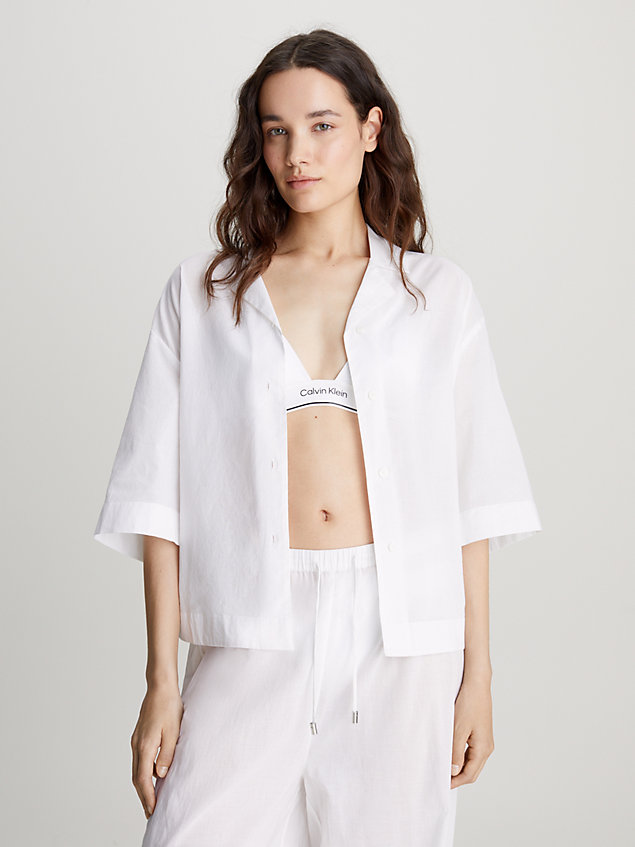 chemise de plage en coton white pour femmes calvin klein