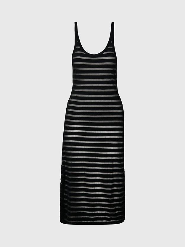 robe de plage en maille rayée transparente pvh black pour femmes calvin klein