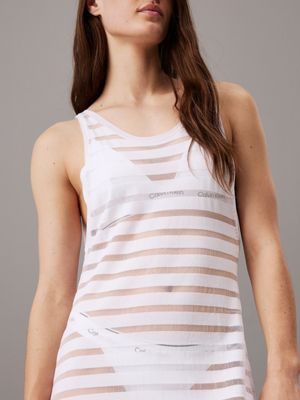 pvh classic white sheer stripe knit beach dress for women calvin klein