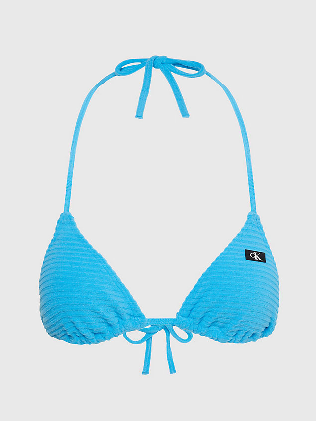 haut de bikini triangle - ck monogram rib blue pour femmes calvin klein