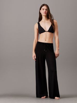 pvh black sheer knit beach pants for women calvin klein