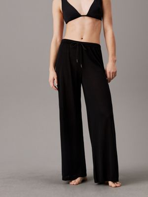 black sheer knit beach pants for women calvin klein