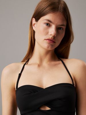 pvh black bandeau swimsuit - ck structured twist for women calvin klein