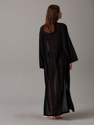 pvh black sheer knit beach kaftan for women calvin klein