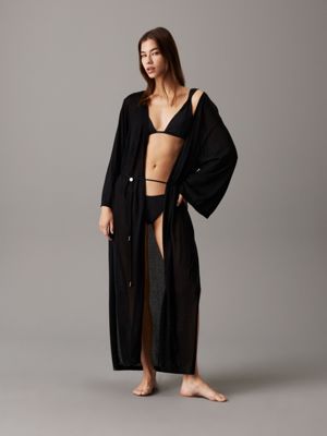 black sheer knit beach kaftan for women calvin klein