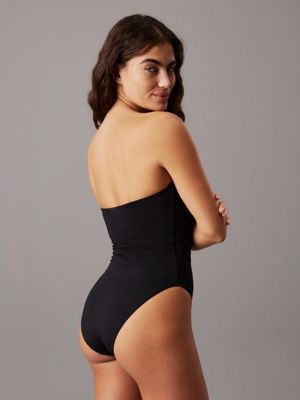 pvh black bandeau swimsuit - ck essentials for women calvin klein