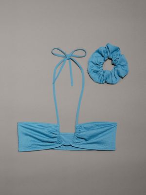 adriatic blue bralette bikini top - ck monogram texture for women calvin klein