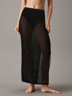 black sheer knit beach skirt for women calvin klein