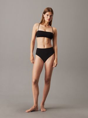 pvh black bandeau bikini top - ck black for women calvin klein