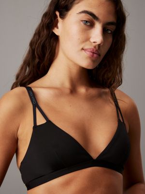 pvh black triangle bikini top - ck split elastic for women calvin klein