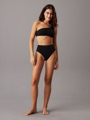 pvh black one shoulder bikini top - ck wire for women calvin klein