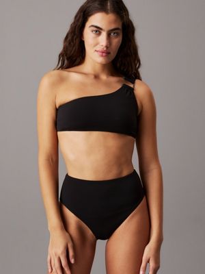 black one shoulder bikini top - ck wire for women calvin klein