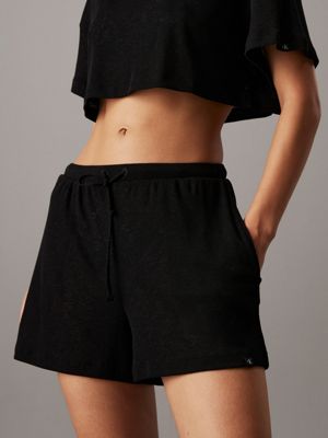 black relaxed rib jersey beach shorts for women calvin klein