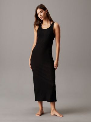 black rib jersey maxi beach dress for women calvin klein