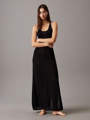 black soft knit maxi beach dress for women calvin klein