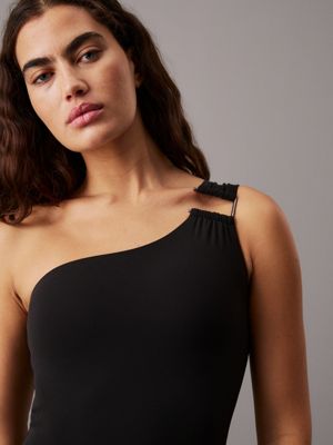 pvh black one shoulder swimsuit - ck wire for women calvin klein