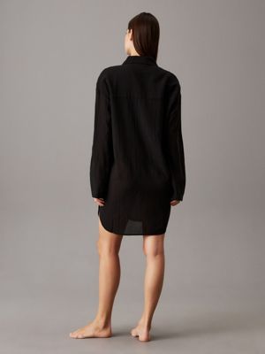 pvh black soft crepe beach shirt dress for women calvin klein